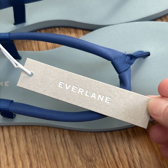 Everlane Sandals Womens 6 ReNew Lycra Swim Slingback Strappy Flipflop Aegean New - Picture 4 of 7
